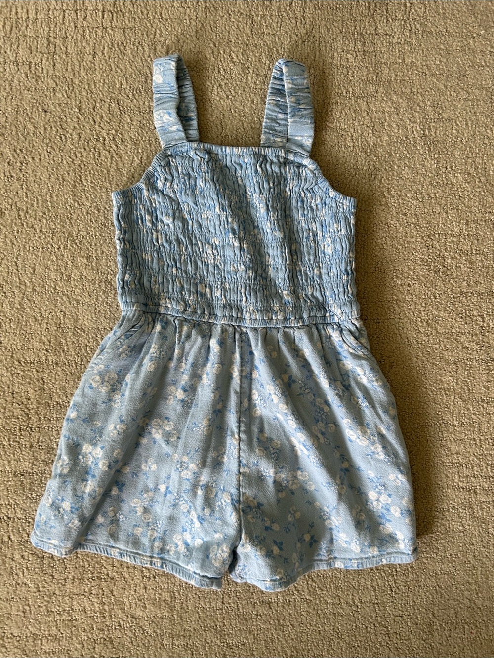 Abercrombie kids floral smocked romper blue spring summer